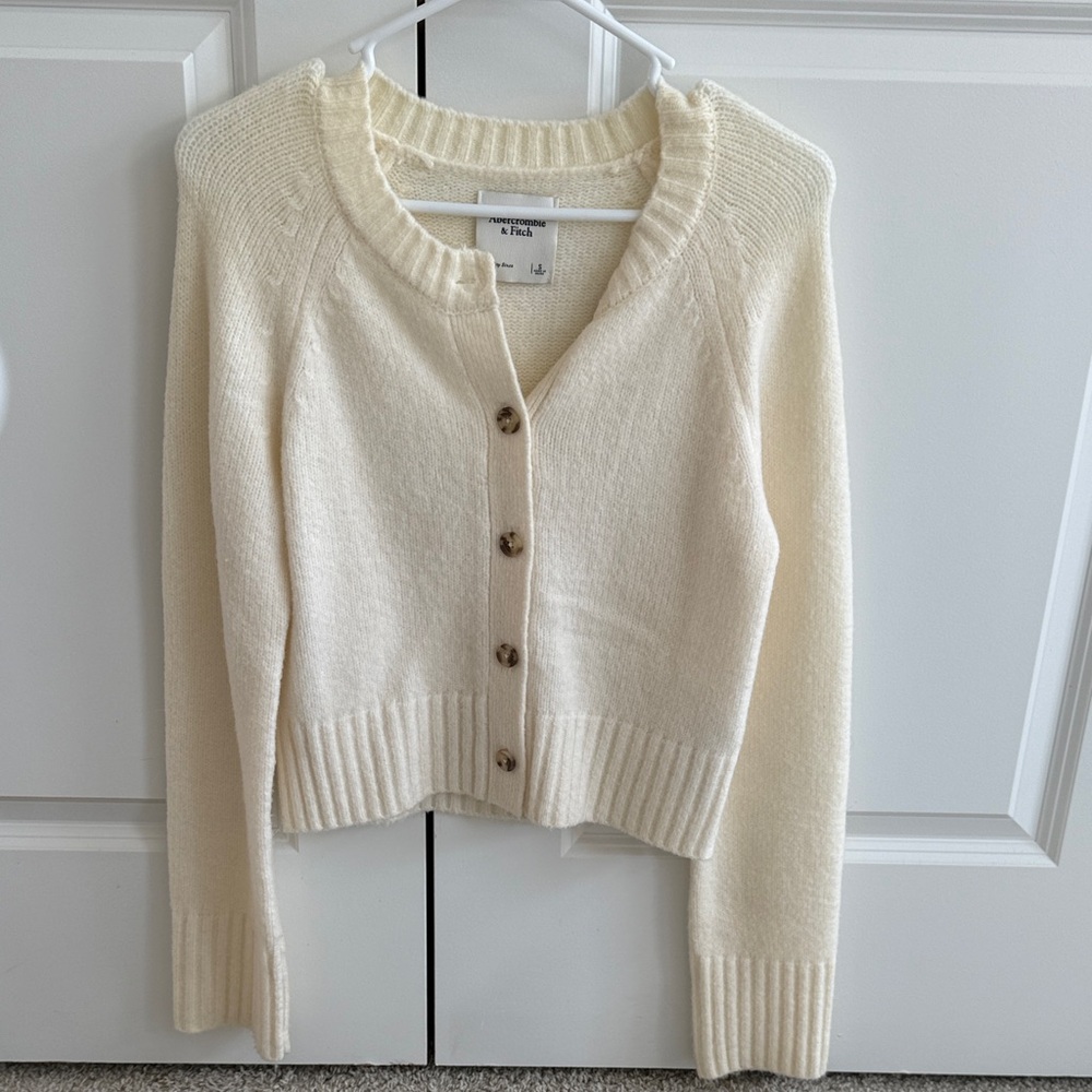 Abercrombie & Fitch Cream Button-Up Cardigan